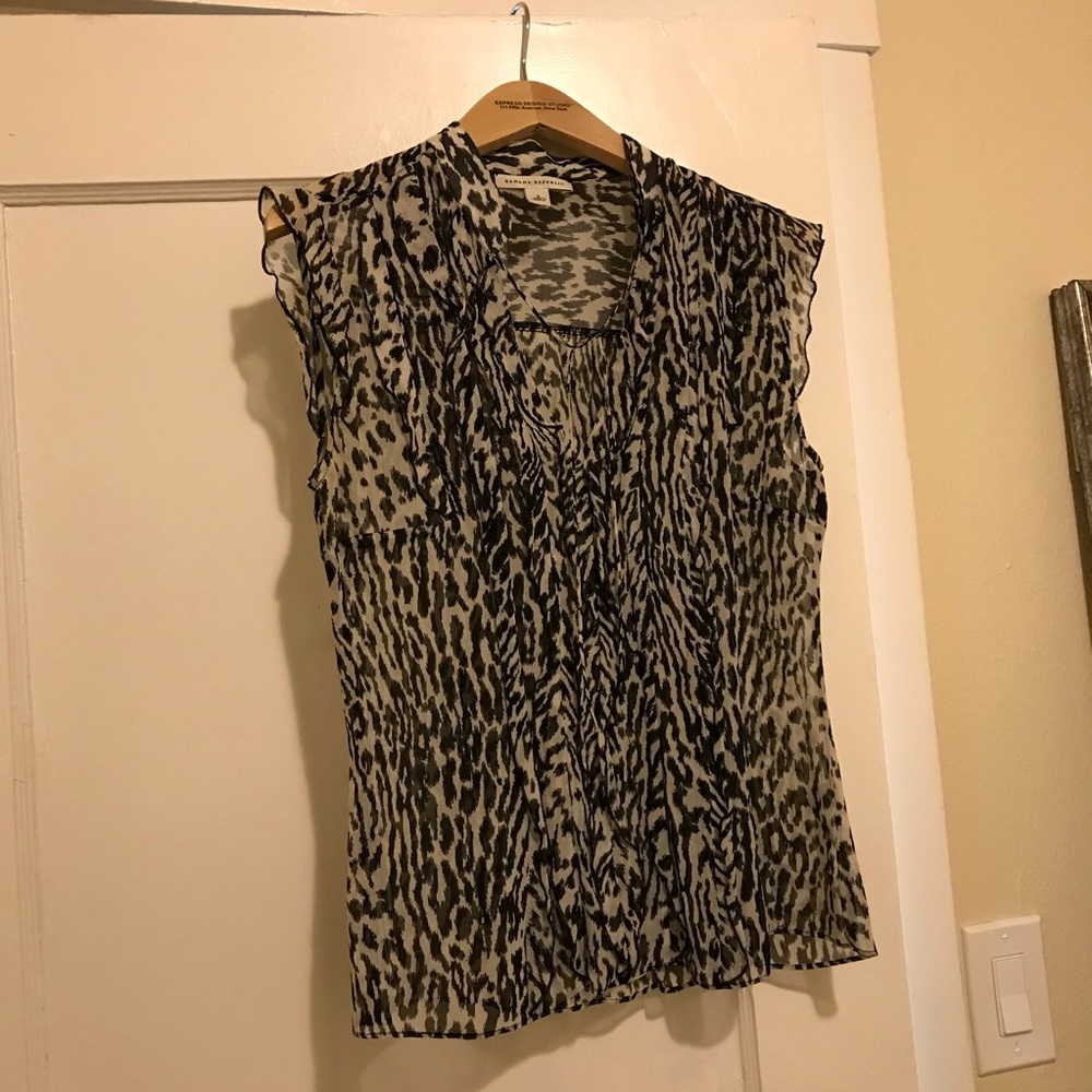 Banana Republic Animal Print Silk Blouse